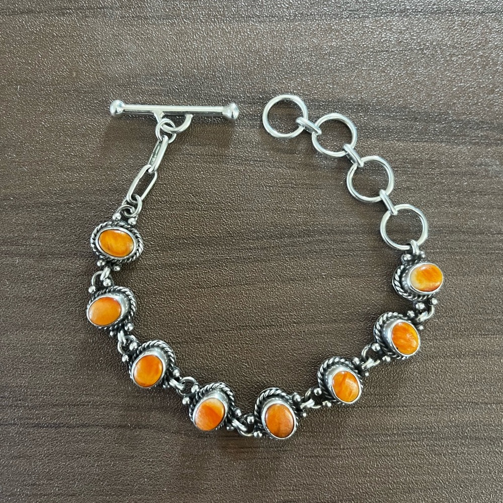 Silver and Orange Bracelet